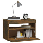 HKH Mesa de Cabeceira com Leds Fumado em Carvalho