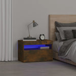 HKH Mesa de Cabeceira com Leds Fumado em Carvalho