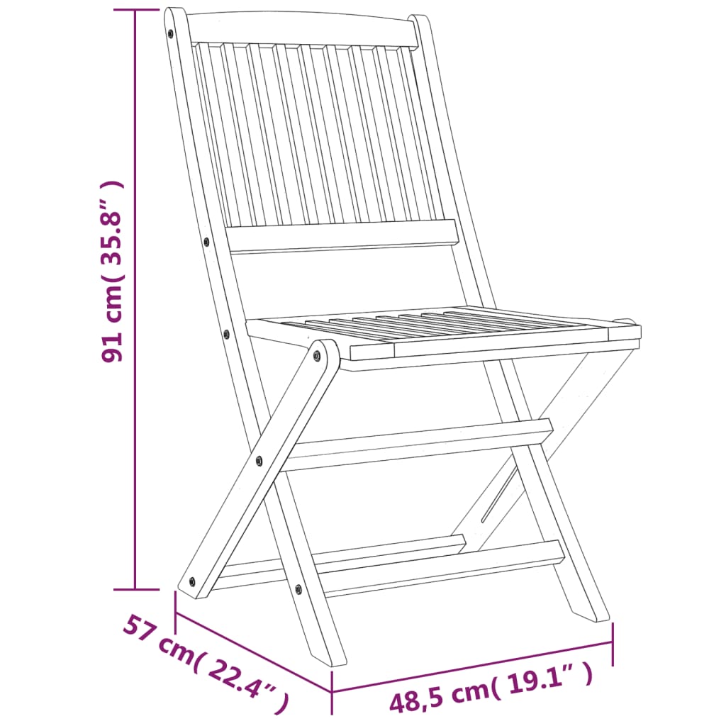 HKH Conjunto de Jantar P/ Jardim 5 Pcs Madeira de Acácia Maciça - Marrom