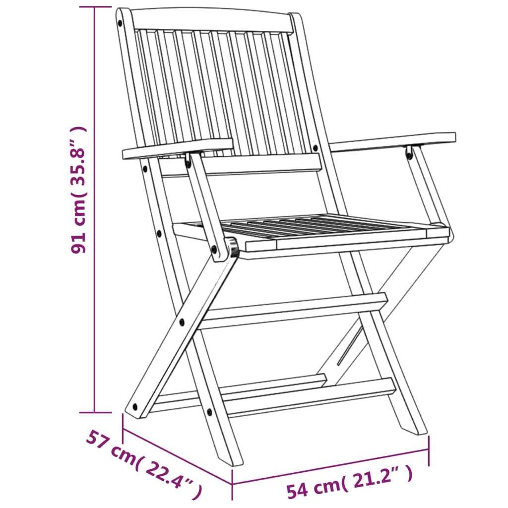 HKH Conjunto de Jantar P/ Jardim 5 Pcs Madeira de Acácia Maciça - Marrom