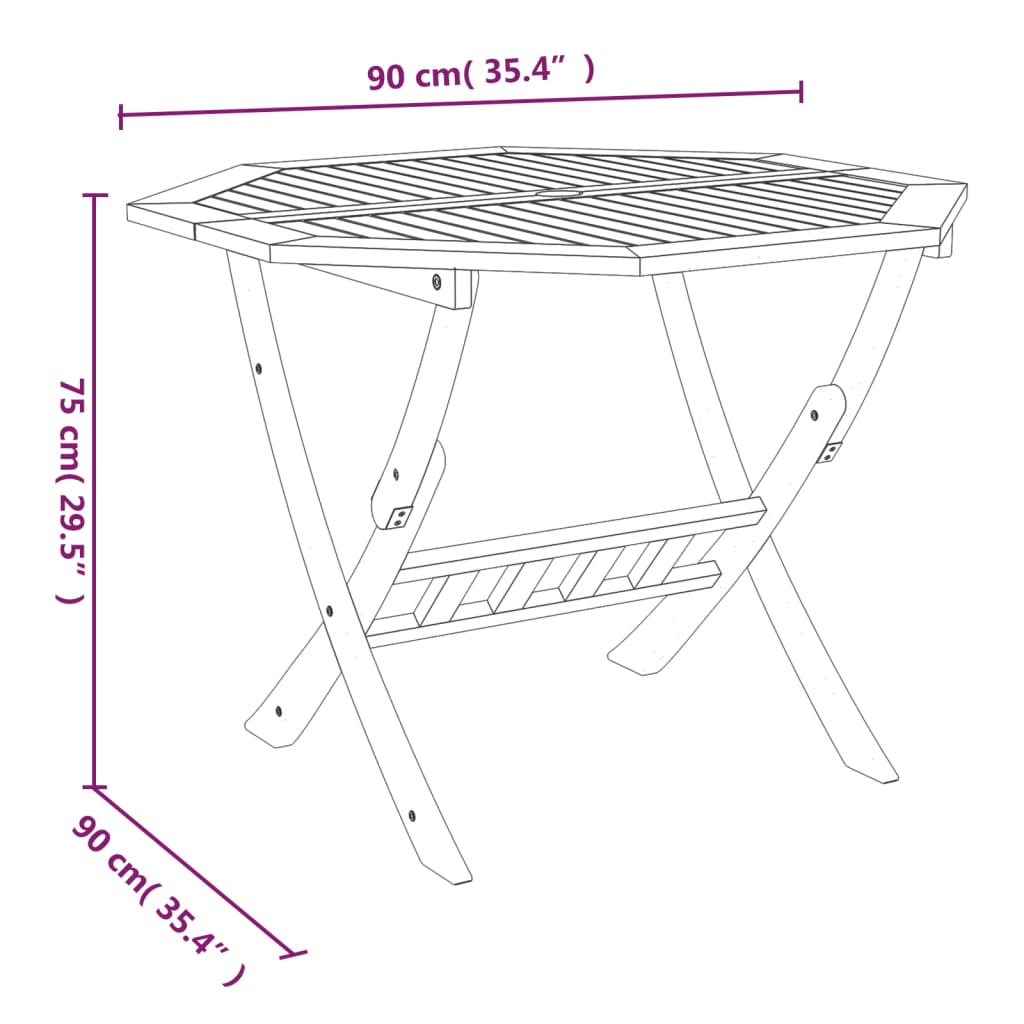 HKH Conjunto de Jantar P/ Jardim 5 Pcs Madeira de Acácia Maciça - Marrom