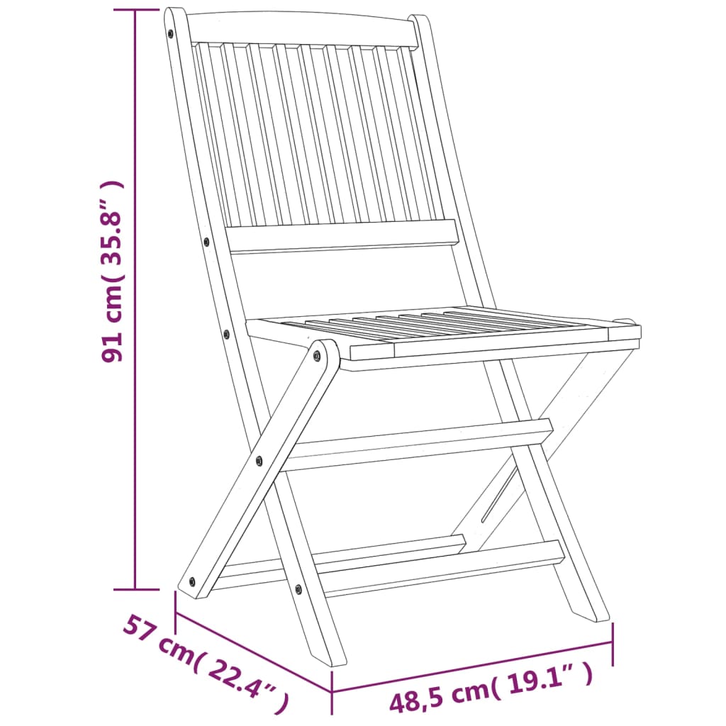 HKH Conjunto de Jantar P/ Jardim 5 Pcs Madeira de Acácia Maciça - Marrom