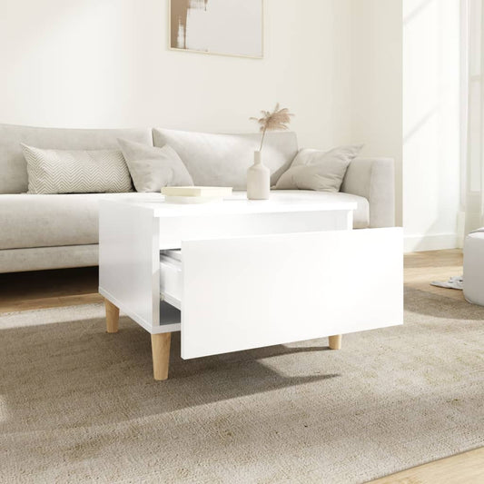 HKH Mesa auxiliar brillante de madera manufacturada - Blanco
