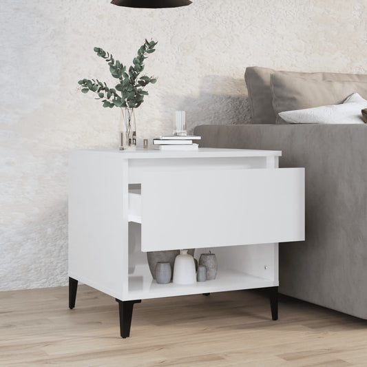 HKH Mesa auxiliar brillante de madera manufacturada - Blanco