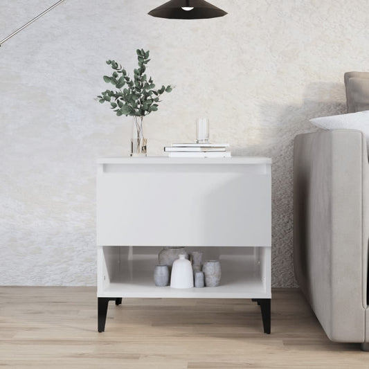 HKH Mesa auxiliar brillante de madera manufacturada - Blanco