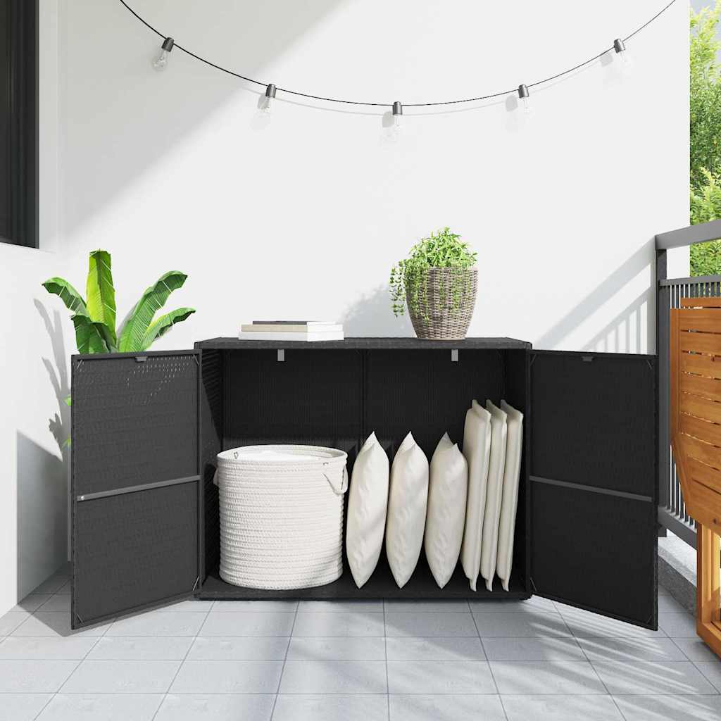 HKH Armario de Almacenamiento de Jardín de Ratán Sintético - 100x55,5x80 Cm - Negro