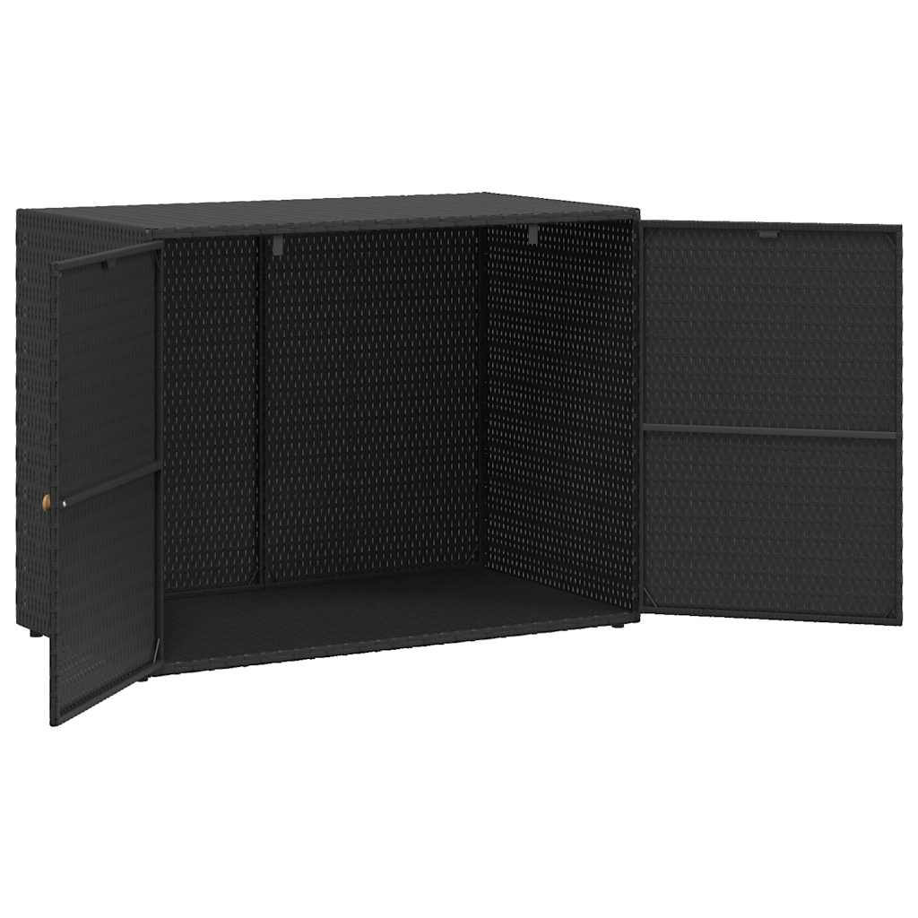 HKH Armário de Armazenamento de Jardim em Vime Sintético - 100x55,5x80 Cm - Preto