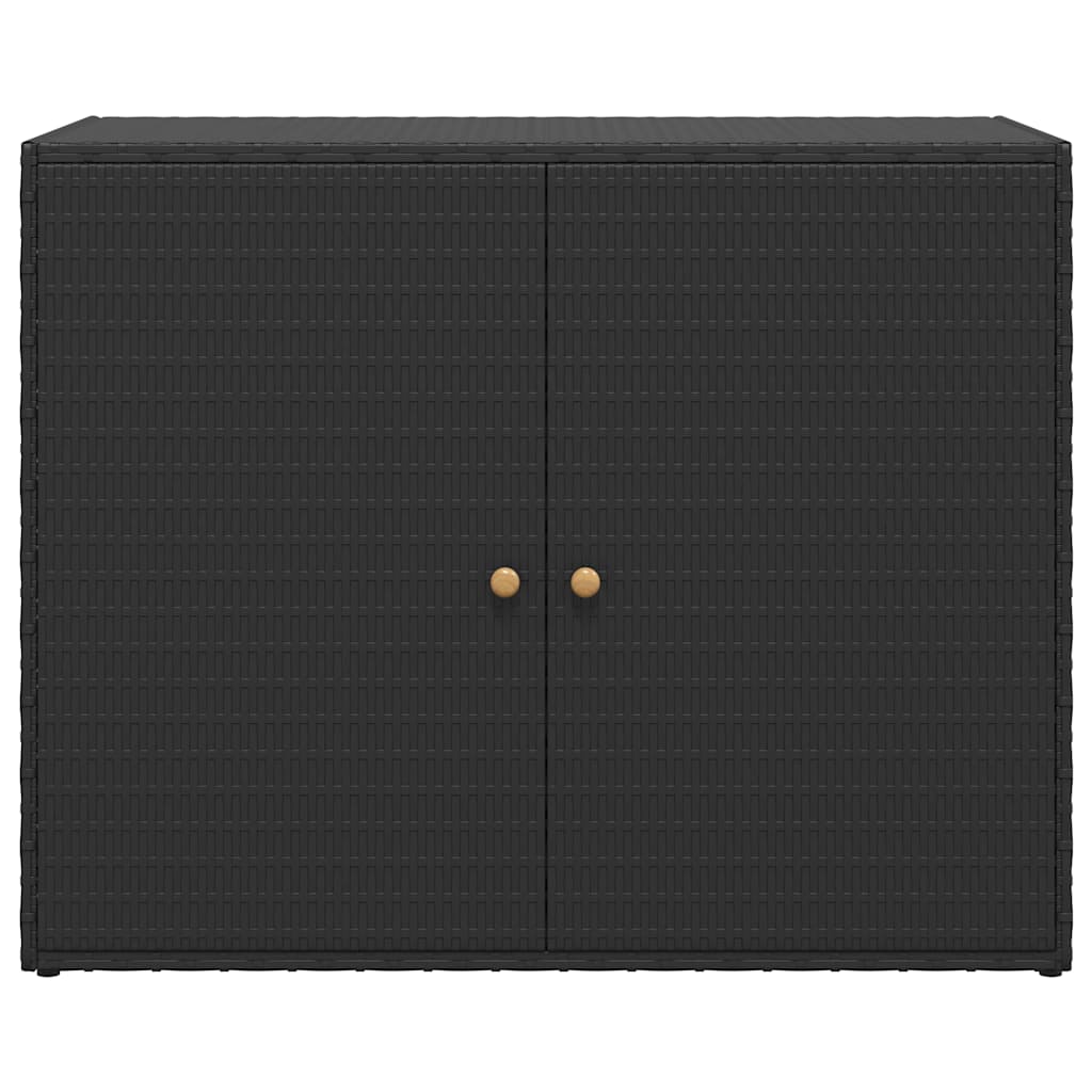 HKH Armário de Armazenamento de Jardim em Vime Sintético - 100x55,5x80 Cm - Preto