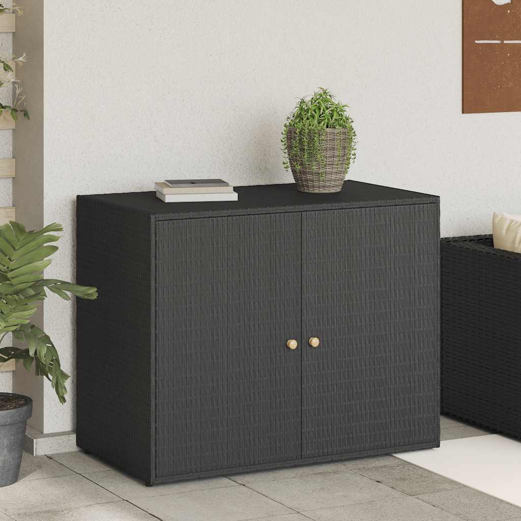 HKH Armario de Almacenamiento de Jardín de Ratán Sintético - 100x55,5x80 Cm - Negro