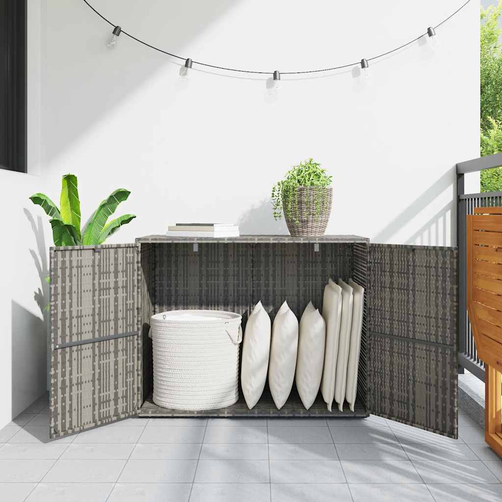 HKH Armario de Almacenamiento para Jardín de Ratán PE - 100x55,5x80 Cm - Gris