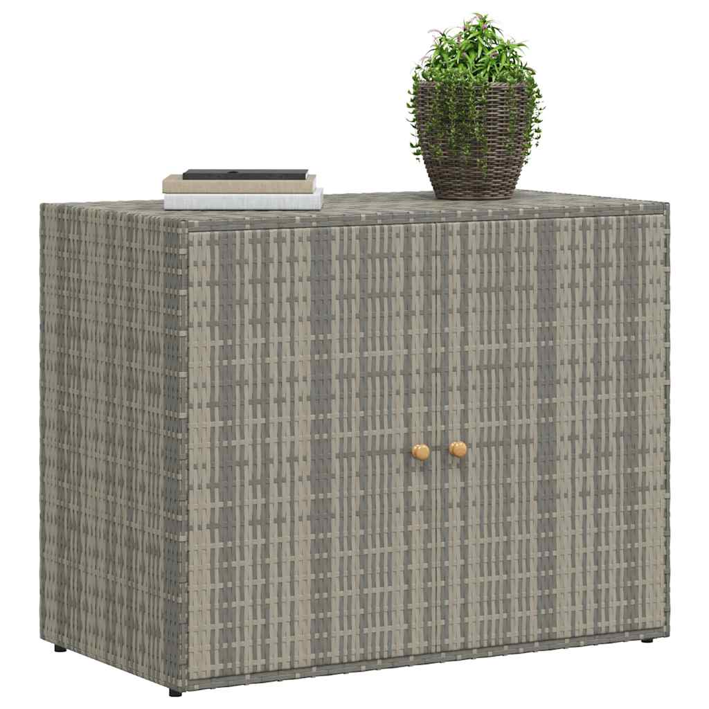 HKH Armário de Arrumação P/ Jardim em Vime PE - 100x55,5x80 Cm - Cinzento