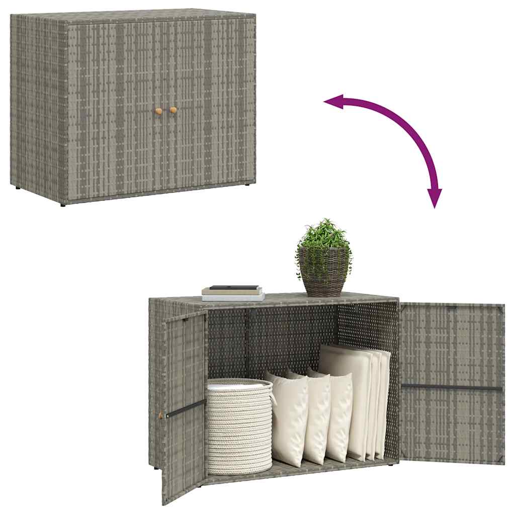 HKH Armário de Arrumação P/ Jardim em Vime PE - 100x55,5x80 Cm - Cinzento