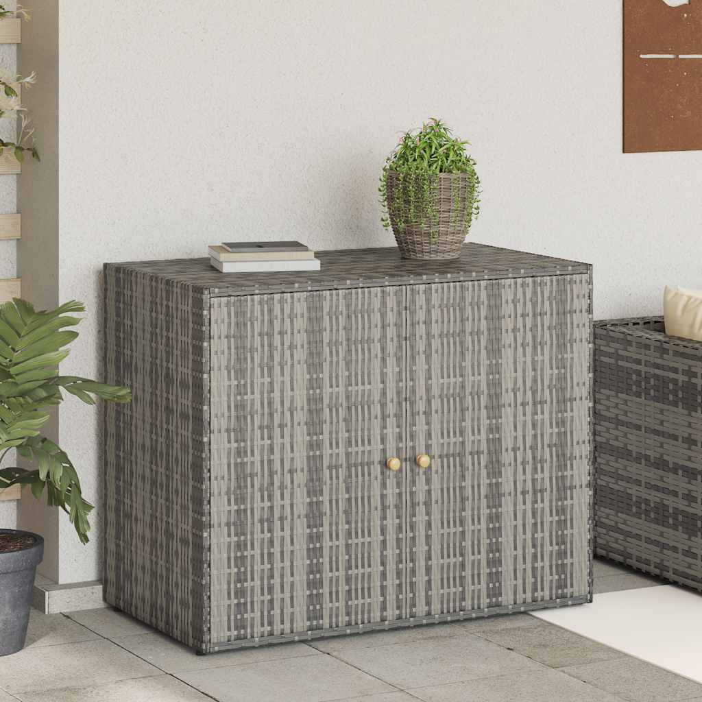 HKH Armario de Almacenamiento para Jardín de Ratán PE - 100x55,5x80 Cm - Gris