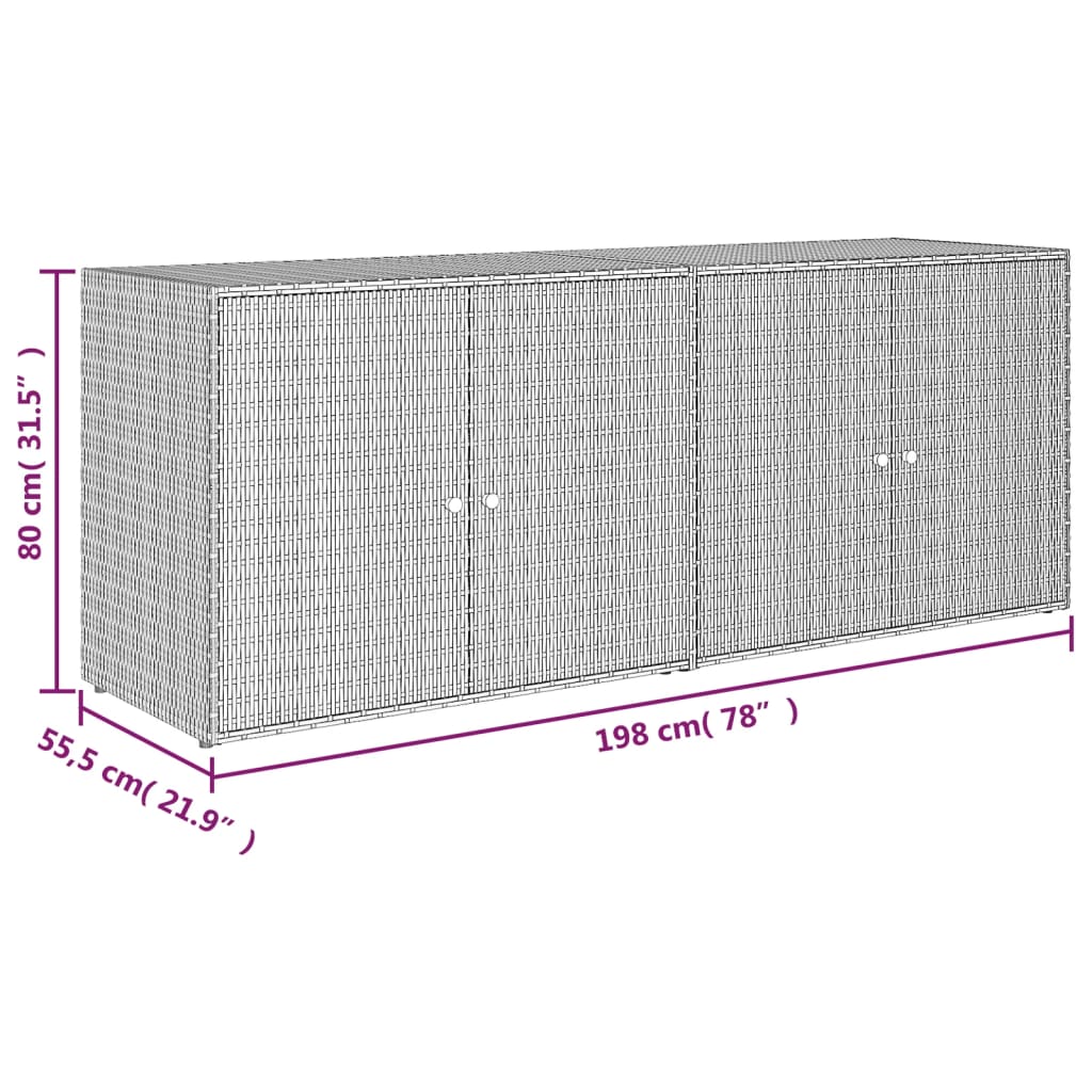 HKH Armario de Almacenamiento de Jardín de Ratán PE - 198x55,5x80 Cm - Gris