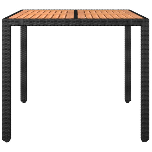 HKH Mesa de Jardim C/ Tampo de Madeira Vime Pe/acácia Maciça - Preto