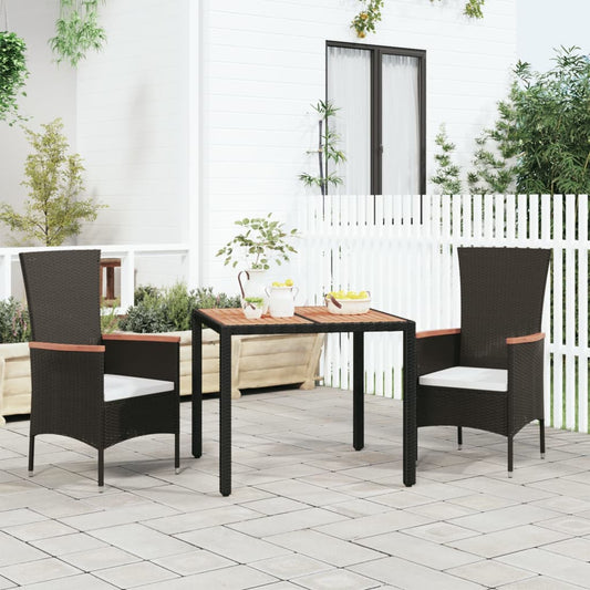 HKH Mesa de Jardim C/ Tampo de Madeira Vime Pe/acácia Maciça - Preto