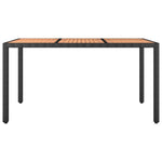 HKH Mesa de Jardín C/ Tapa de Madera de Ratán Pie/Acacia Maciza - Negro