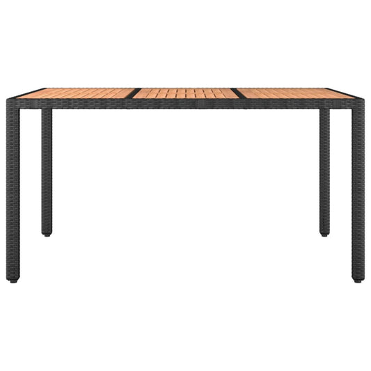HKH Mesa de Jardim C/ Tampo de Madeira Vime Pe/acácia Maciça - Preto