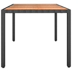 HKH Mesa de Jardín C/ Tapa de Madera de Ratán Pie/Acacia Maciza - Negro