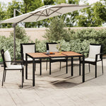 HKH Mesa de Jardín C/ Tapa de Madera de Ratán Pie/Acacia Maciza - Negro