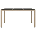 HKH Mesa de Jardín C/ Tapa de Cristal Mimbre Pie/cristal Templado - Beige