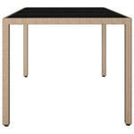 HKH Mesa de Jardín C/ Tapa de Cristal Mimbre Pie/cristal Templado - Beige