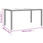 HKH Mesa de Jardín C/ Tapa de Cristal Mimbre Pie/cristal Templado - Beige
