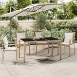 HKH Mesa de Jardín C/ Tapa de Cristal Mimbre Pie/cristal Templado - Beige