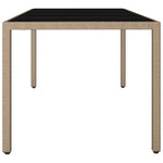 HKH Mesa de Jardim C/ Tampo de Vidro Vime Pe/vidro Temperado - Bege