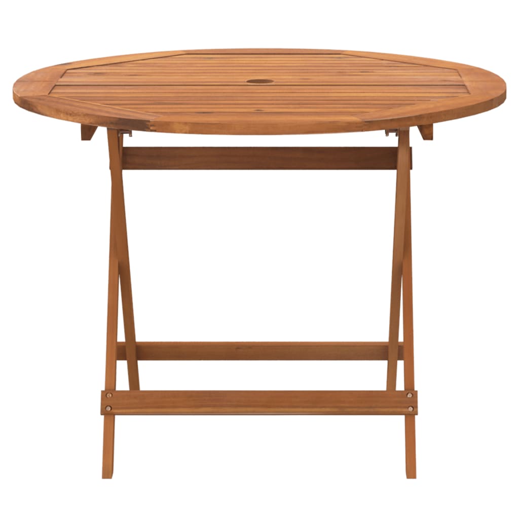 HKH Mesa de Jardim Dobrável Ã˜ 90x75 Cm Madeira de Acácia Maciça - Marrom