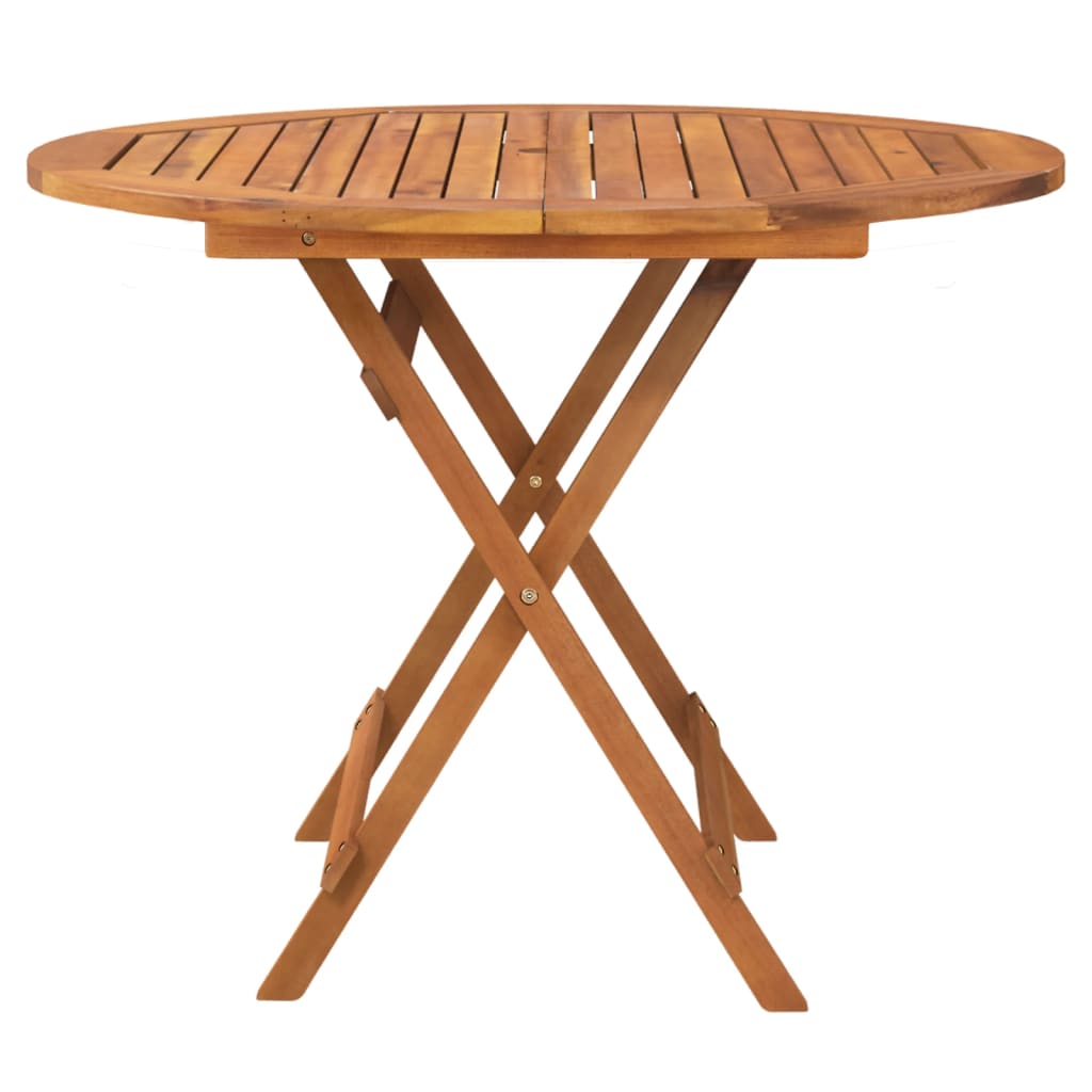 HKH Mesa de Jardim Dobrável Ã˜ 90x75 Cm Madeira de Acácia Maciça - Marrom
