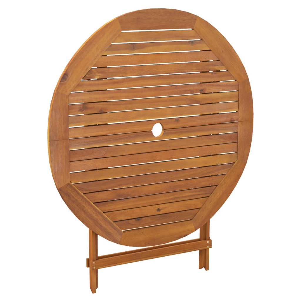 HKH Mesa de Jardim Dobrável Ã˜ 90x75 Cm Madeira de Acácia Maciça - Marrom