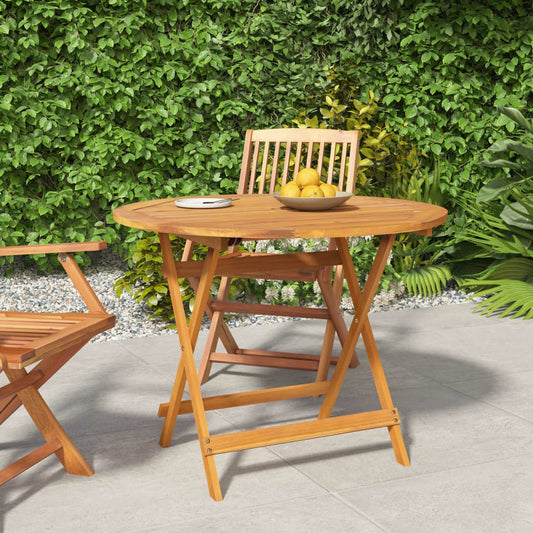 HKH Mesa de Jardim Dobrável Ã˜ 90x75 Cm Madeira de Acácia Maciça - Marrom
