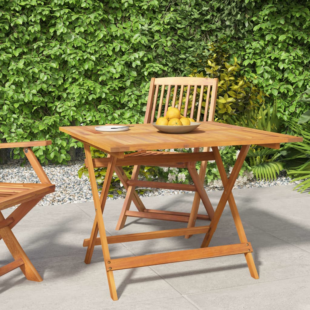 HKH Mesa de Jardim Dobrável 90x90x75 Cm Madeira de Acácia Maciça - Marrom