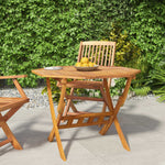 HKH Mesa de Jardim Dobrável 90x75 Cm Madeira de Acácia Maciça - Marrom