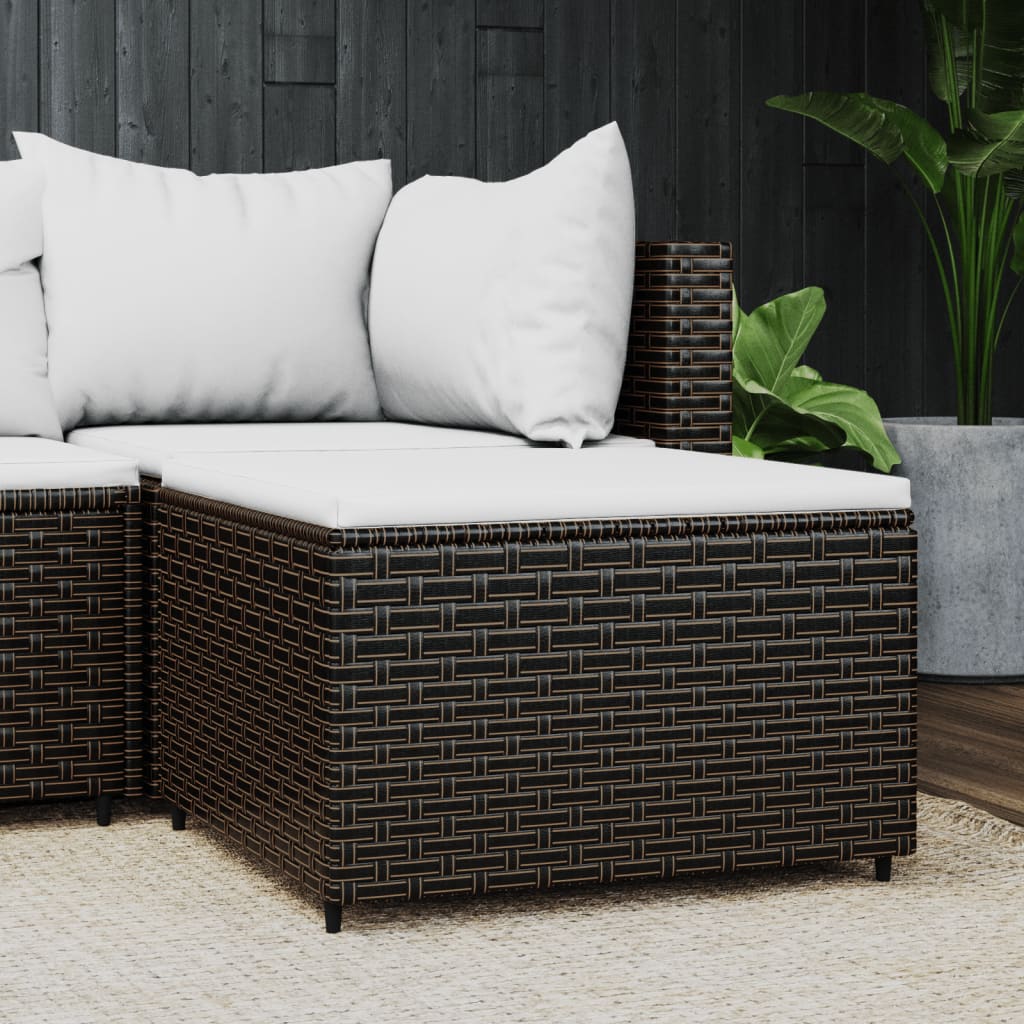 HKH Apoio de Pés para Jardim com Almofadão Vime Pe Castanho - Marrom