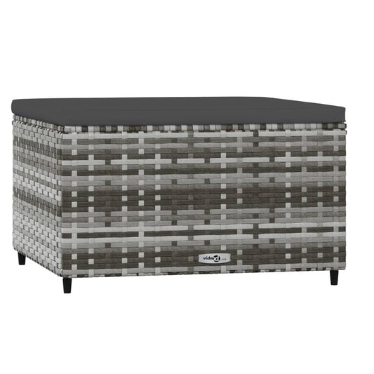HKH Apoios de Pés para Jardim com Almofadões 2 Pcs Vime Pe - Cinzento