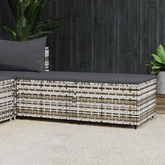 HKH Apoios de Pés para Jardim com Almofadões 2 Pcs Vime Pe - Cinzento