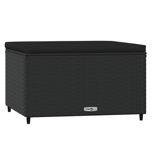 HKH Apoios de Pés para Jardim com Almofadões 2 Pcs Vime Pe - Preto