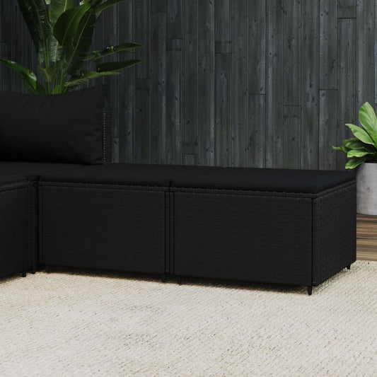 HKH Apoios de Pés para Jardim com Almofadões 2 Pcs Vime Pe - Preto