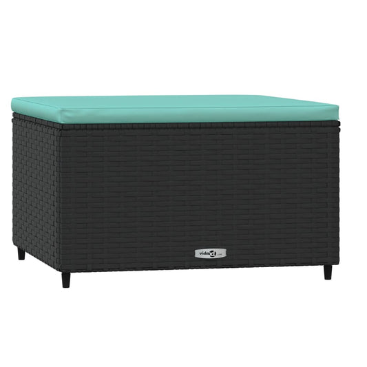 HKH Apoios de Pés para Jardim com Almofadões 2 Pcs Vime Pe - Preto