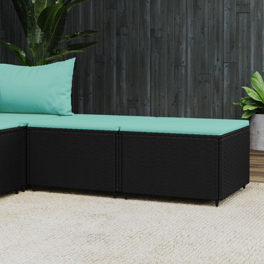 HKH Apoios de Pés para Jardim com Almofadões 2 Pcs Vime Pe - Preto