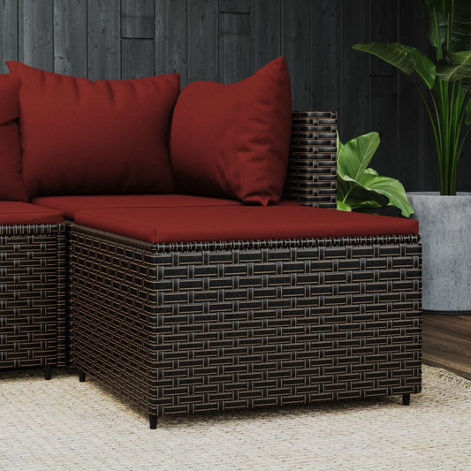 HKH Apoio de Pés para Jardim com Almofadão Vime Pe Castanho - Marrom