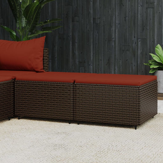 HKH Apoios de Pés para Jardim com Almofadões 2 Pcs Vime Pe Castanho - Marrom