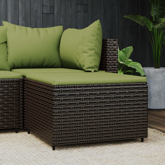 HKH Apoio de Pés para Jardim com Almofadão Vime Pe Castanho - Marrom