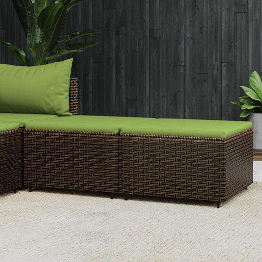 HKH Apoios de Pés para Jardim com Almofadões 2 Pcs Vime Pe Castanho - Marrom