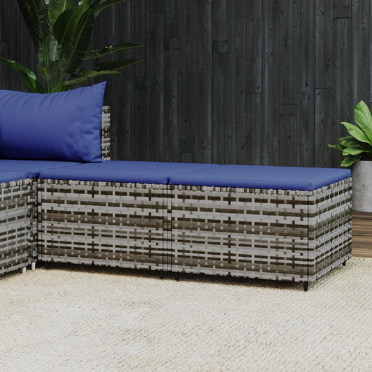 HKH Apoios de Pés para Jardim com Almofadões 2 Pcs Vime Pe - Cinzento