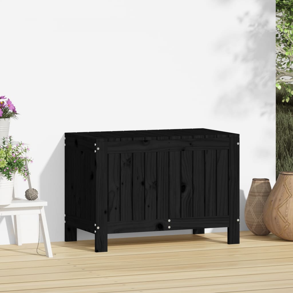 HKH Caja De Almacenamiento Jardín 76x42, Pino Macizo - Negro