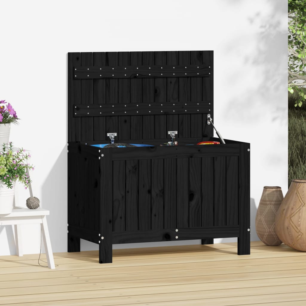 HKH Caja De Almacenamiento Jardín 76x42, Pino Macizo - Negro