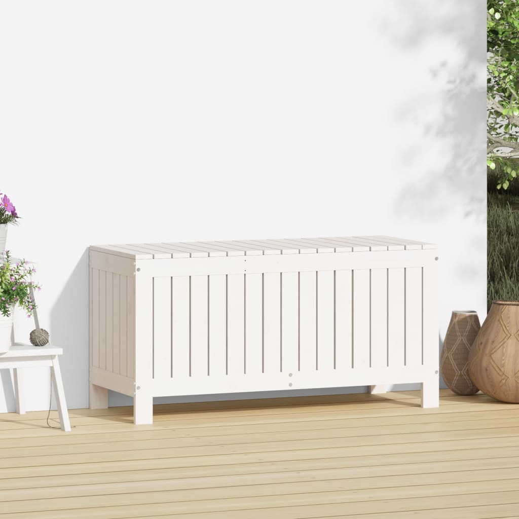 HKH Baúl de Almacenamiento de Jardín 108x42, Pino Macizo - Blanco